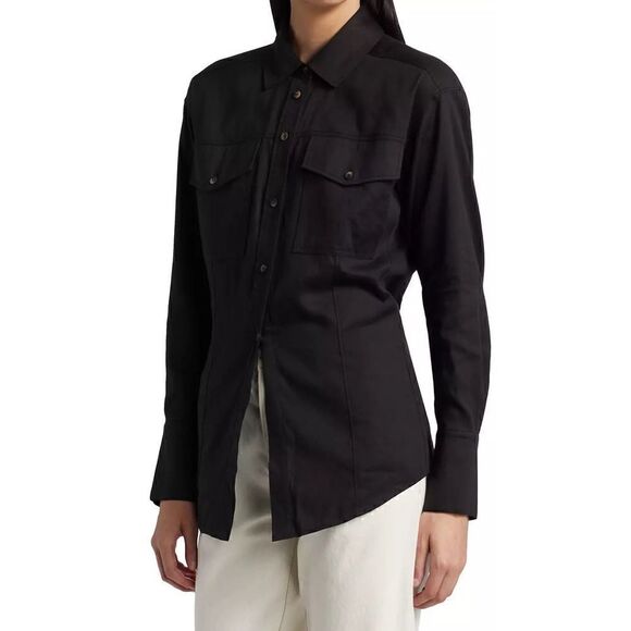 Frame Arie Linen-Blend Shirt in Black NWT Size XS - Picture 3 of 10